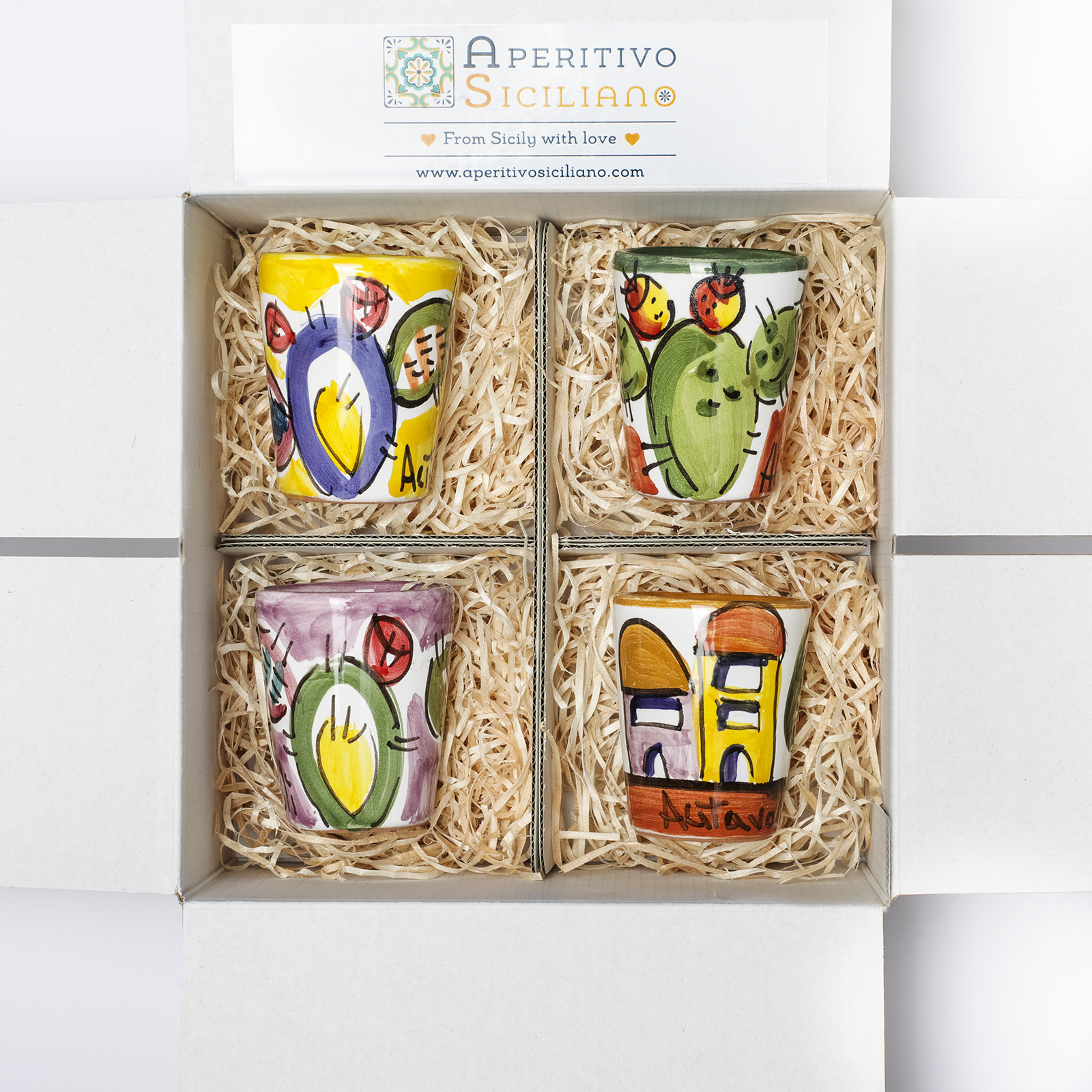 Pasticceria e Prodotti Tipici Artigianali Siciliani 2 Bicchierini di Ceramica Siciliana - 4 pezzi - immagine 2