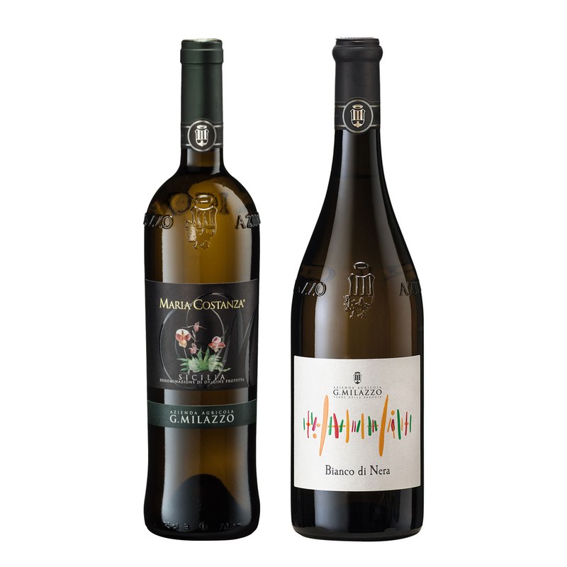 Bottiglie Bianco di Nera e Maria Costanza Milazzo Sicilia DOC