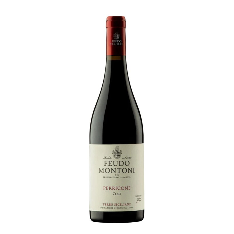 Bottiglia Feudo Montoni Perricone Core vino rosso siciliano
